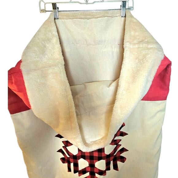 X-Large Christmas Red & Black Buffalo Plaid Snowflake Toy Bag with Drawstring - Picture 3 of 7